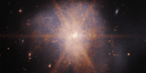 Imagen de la galaxia ULIRG Arp 220 tomada por el Telescopio Espacial James Webb. Crédito: NASA, ESA, CSA, K. Pontoppidan (STScI), A. Pagan (STScI) Imagen de la galaxia ULIRG Arp 220 tomada por el Telescopio Espacial James Webb. Crédito: NASA, ESA, CSA, K. Pontoppidan (STScI), A. Pagan (STScI)